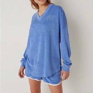 Victoria's Secret Pink Varsity Terry V-Neck Long Sleeve blouse
